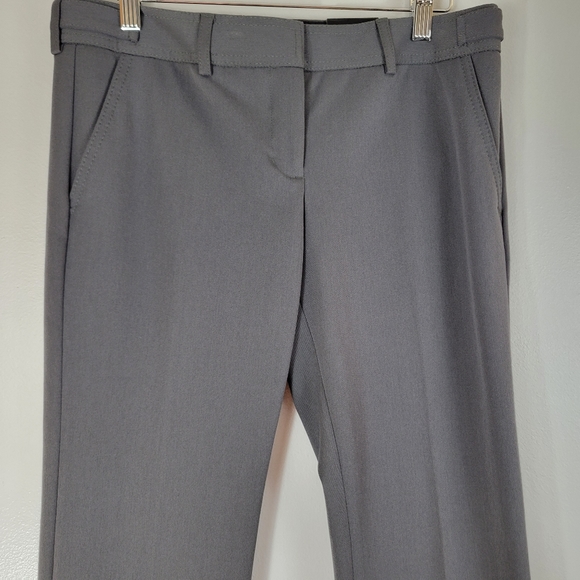 EXPRESS Columnist Studio Stretch Slim Flare grey low rise career office pants - Picture 2 of 11